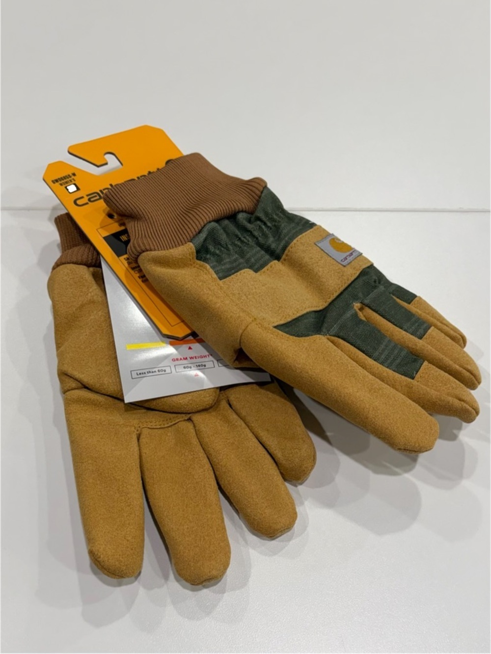 Carhartt Men's Large WA685 Duck Knit Cuff Gloves Insulated Green and Brown NWT